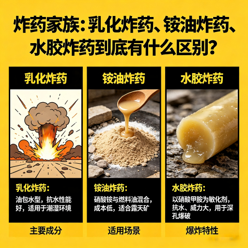 景谷炸药家族：乳化炸药、铵油炸药、水胶炸药到底有什么区别？